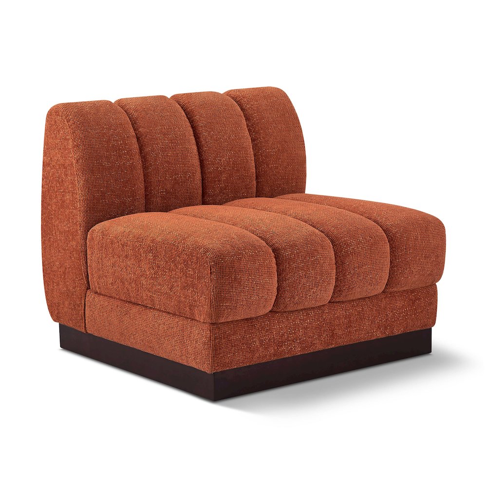 Quinn Cognac Chenille Fabric Armless Chair