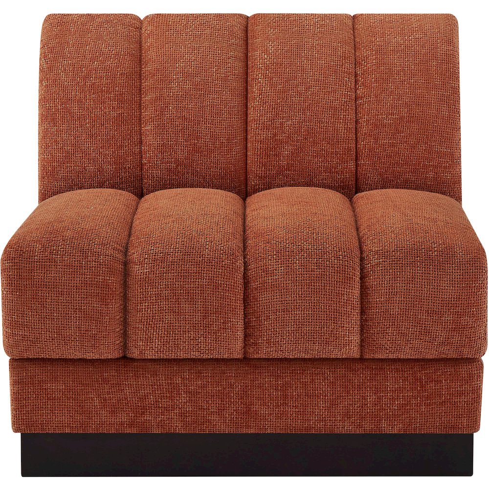 Quinn Cognac Chenille Fabric Armless Chair