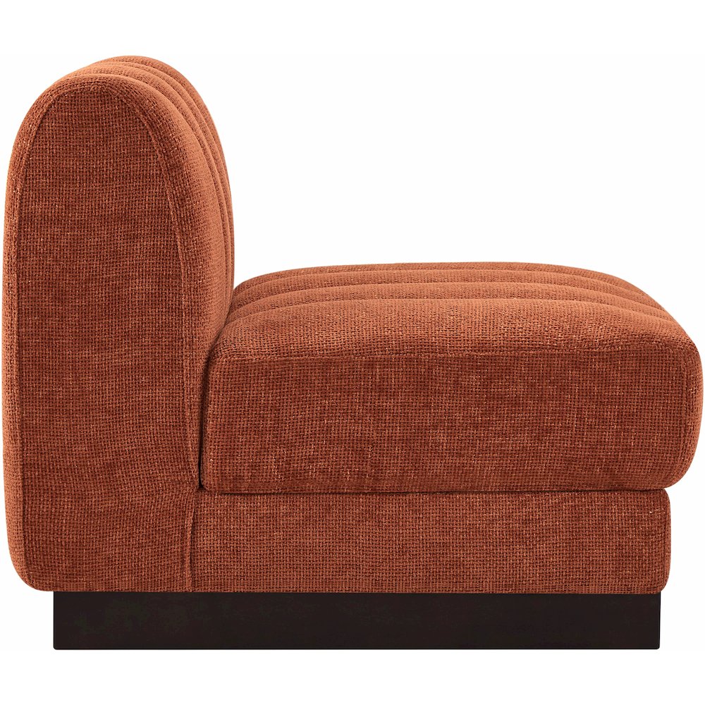 Quinn Cognac Chenille Fabric Armless Chair
