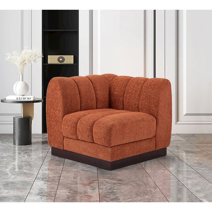 Quinn Cognac Chenille Fabric Corner Chair