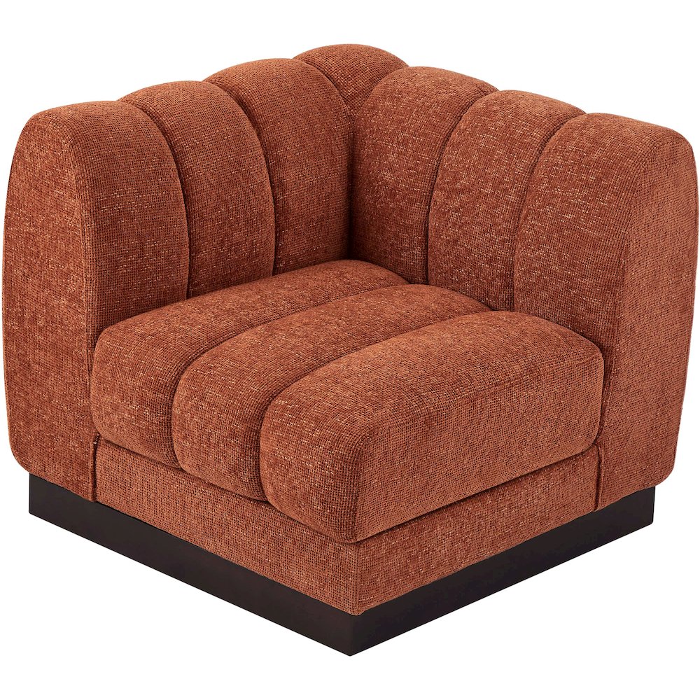 Quinn Cognac Chenille Fabric Corner Chair