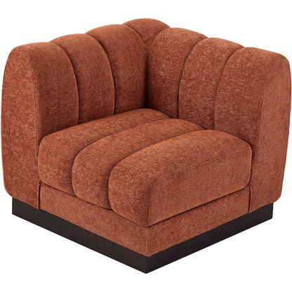 Quinn Cognac Chenille Fabric Corner Chair