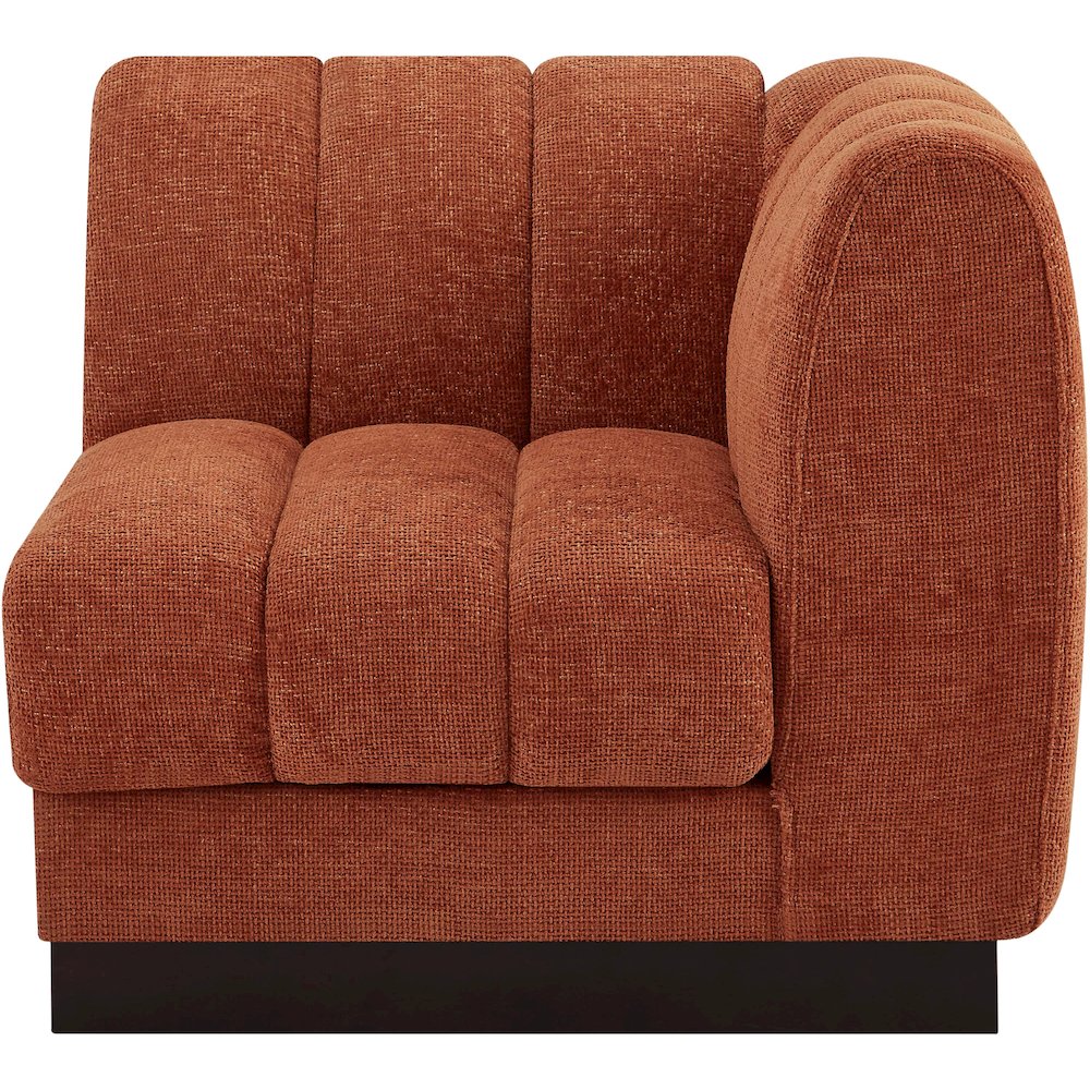 Quinn Cognac Chenille Fabric Corner Chair