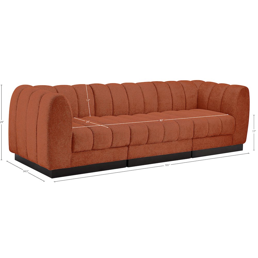 Quinn Cognac Chenille Fabric Modular Sofa