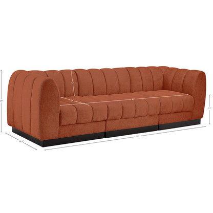 Quinn Cognac Chenille Fabric Modular Sofa