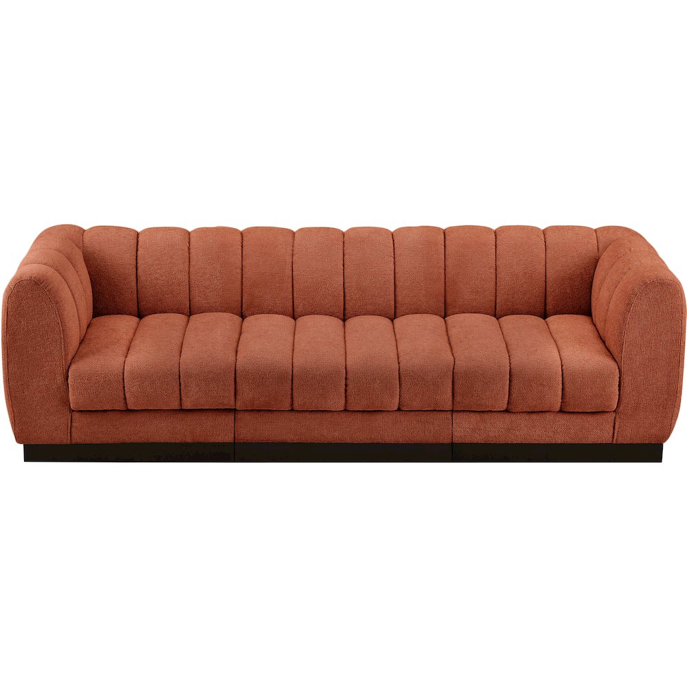 Quinn Cognac Chenille Fabric Modular Sofa