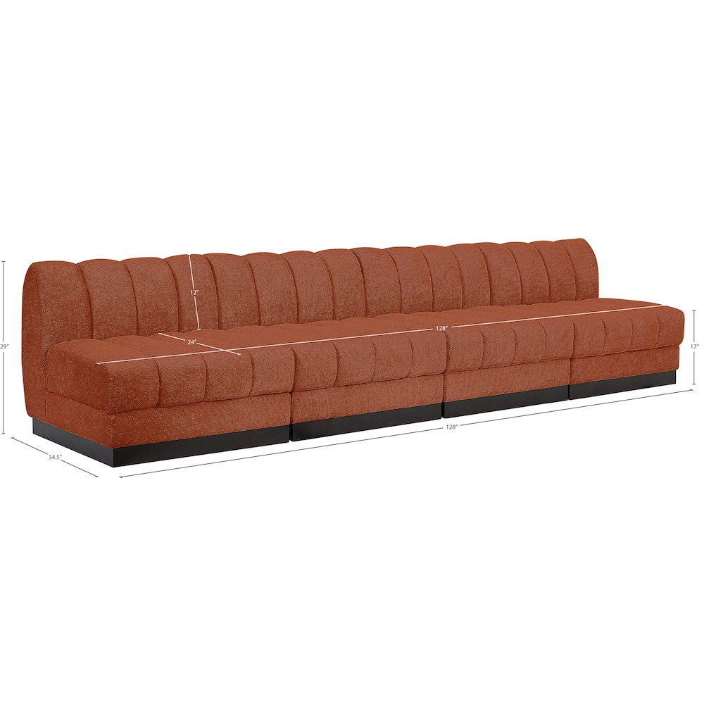 Quinn Cognac Chenille Fabric Modular Sofa