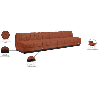 Quinn Cognac Chenille Fabric Modular Sofa
