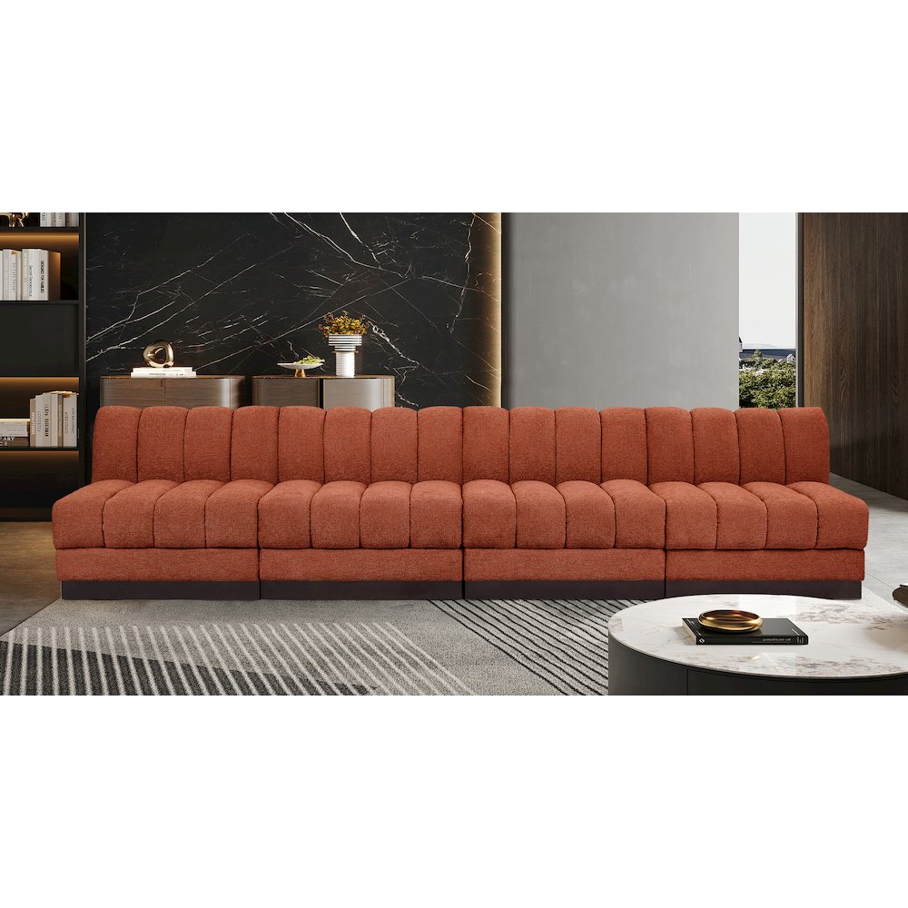 Quinn Cognac Chenille Fabric Modular Sofa