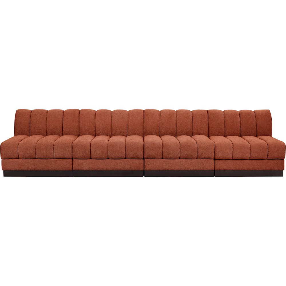 Quinn Cognac Chenille Fabric Modular Sofa