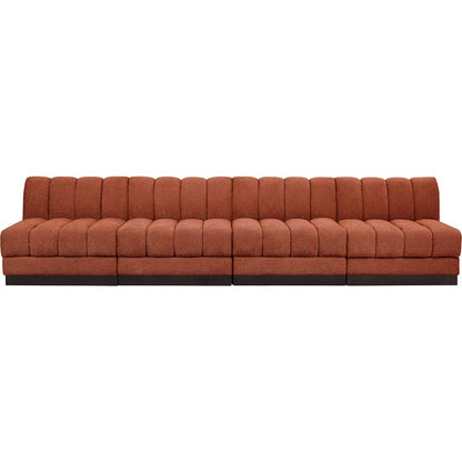 Quinn Cognac Chenille Fabric Modular Sofa