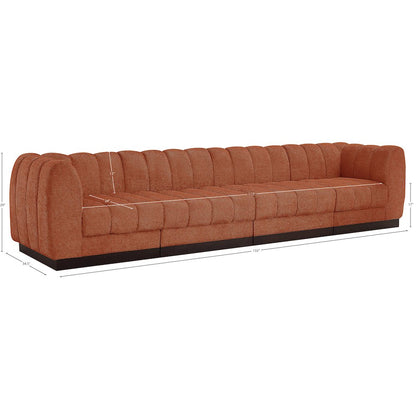 Quinn Cognac Chenille Fabric Modular Sofa