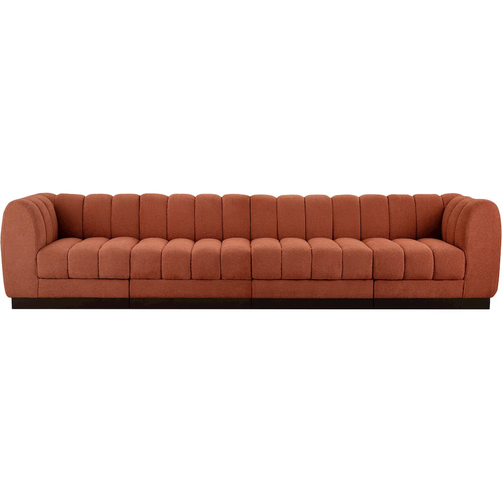 Quinn Cognac Chenille Fabric Modular Sofa