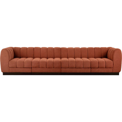 Quinn Cognac Chenille Fabric Modular Sofa