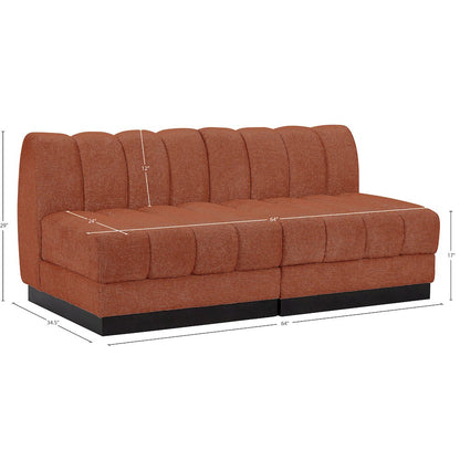 Quinn Cognac Chenille Fabric Modular Sofa