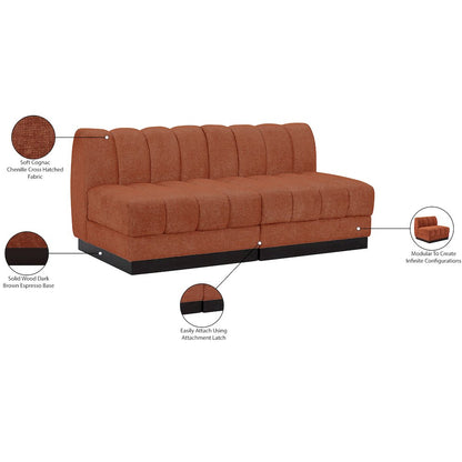 Quinn Cognac Chenille Fabric Modular Sofa