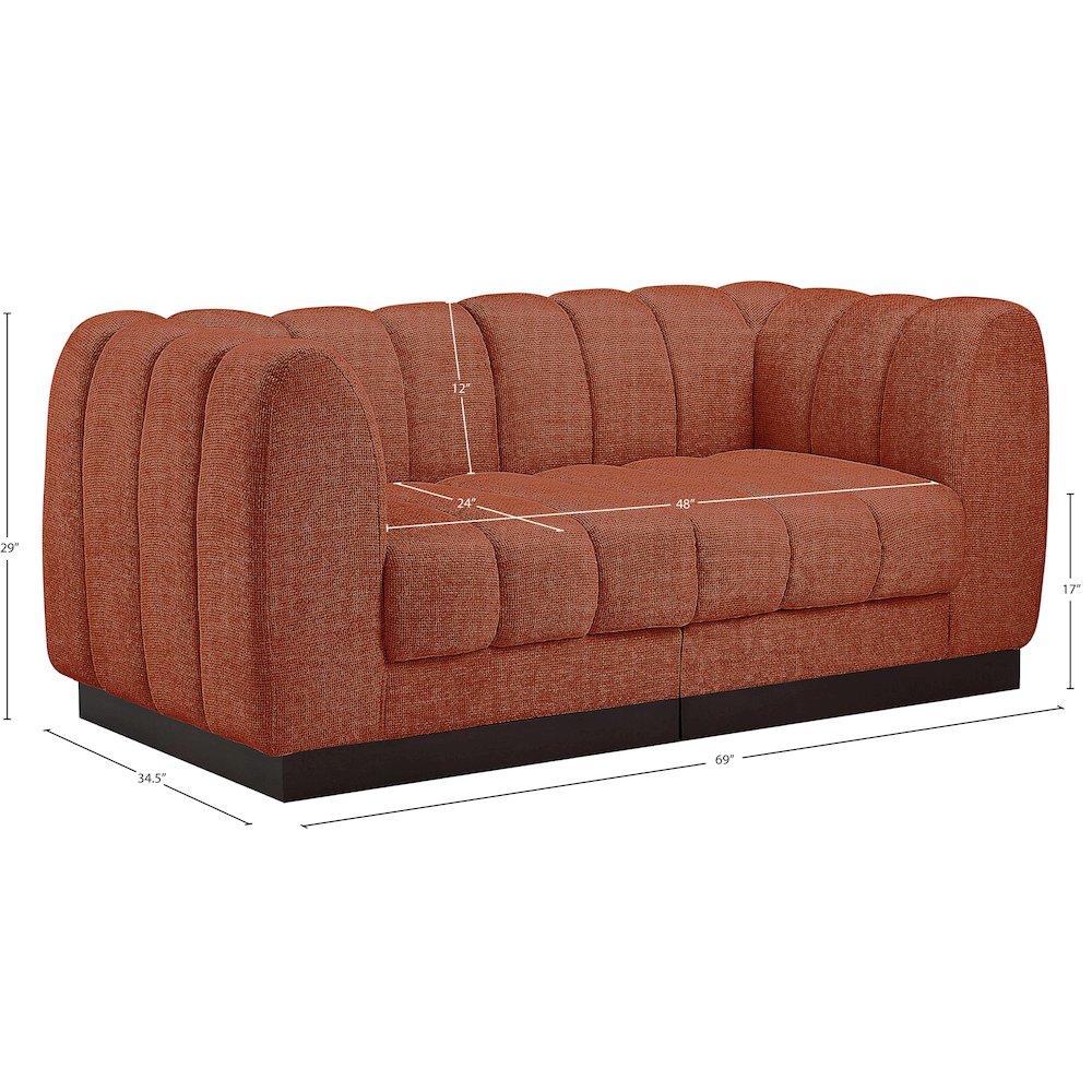 Quinn Cognac Chenille Fabric Modular Sofa