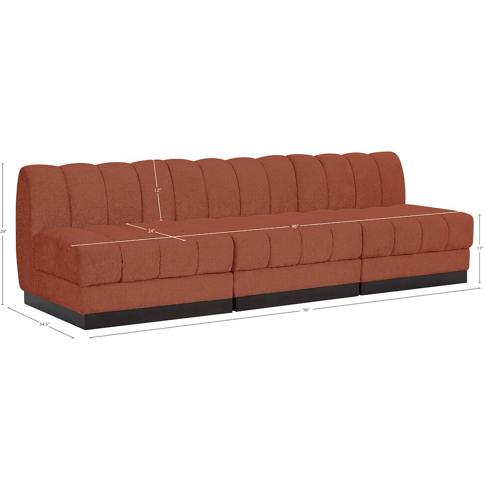 Quinn Cognac Chenille Fabric Modular Sofa