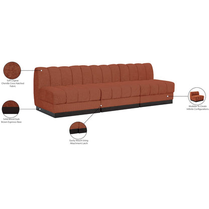 Quinn Cognac Chenille Fabric Modular Sofa
