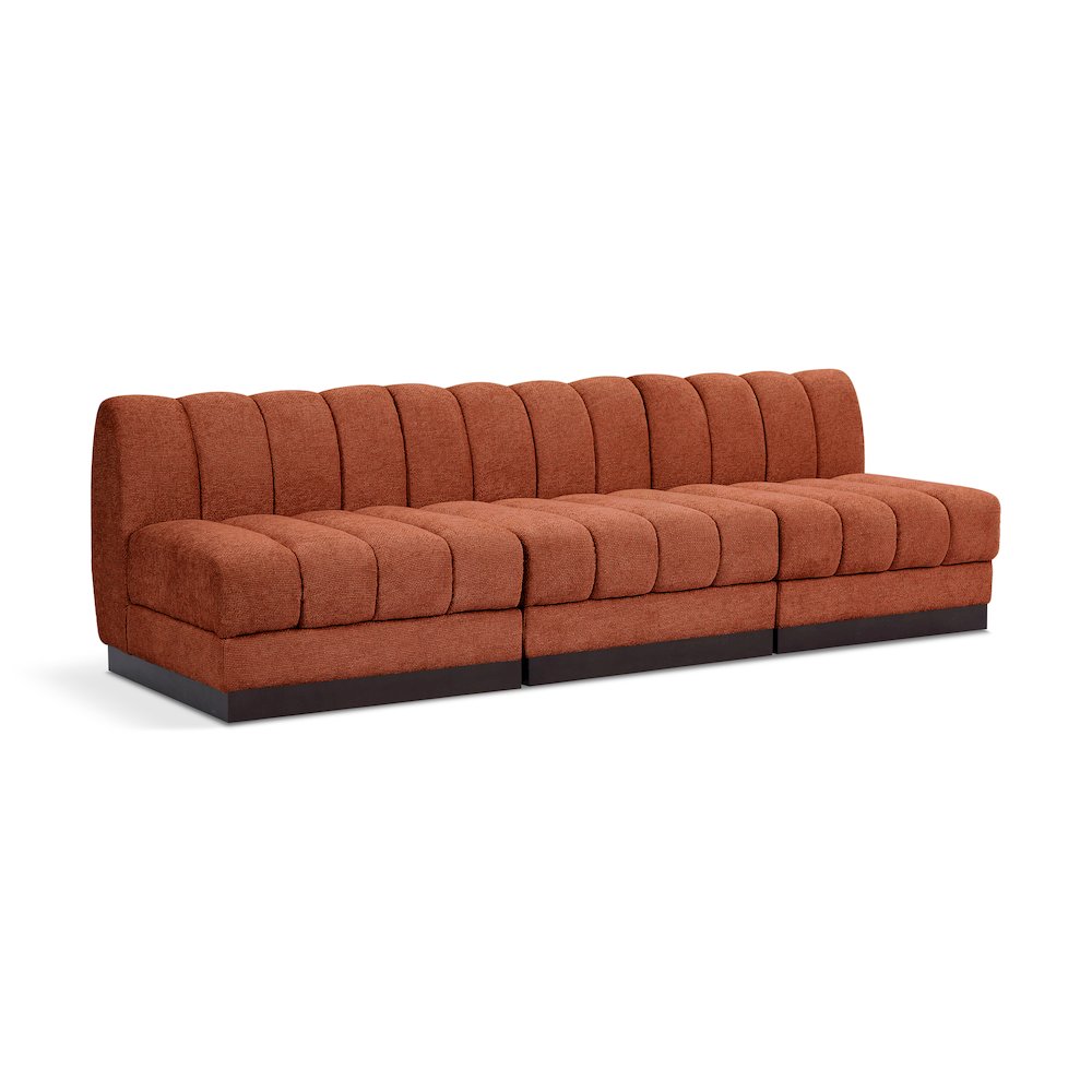 Quinn Cognac Chenille Fabric Modular Sofa