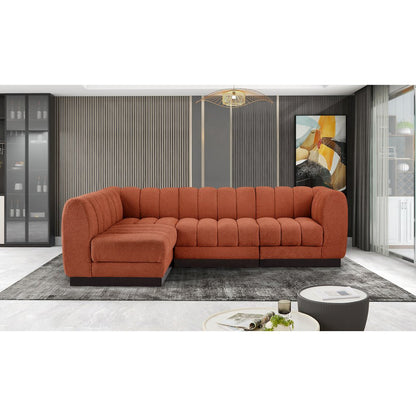 Quinn Cognac Chenille Fabric Modular Sectional