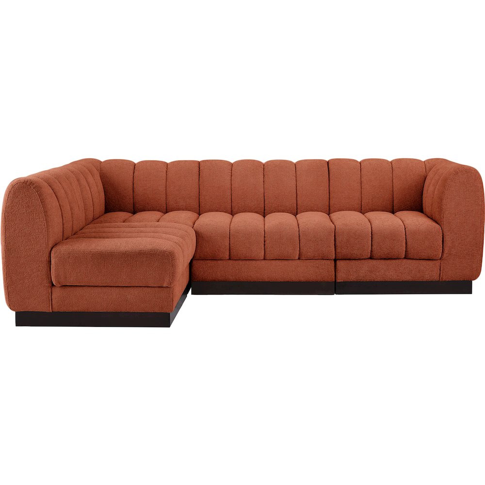Quinn Cognac Chenille Fabric Modular Sectional