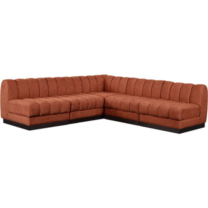 Quinn Cognac Chenille Fabric Modular Sectional