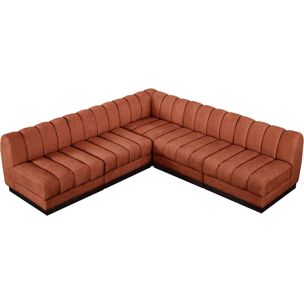 Quinn Cognac Chenille Fabric Modular Sectional