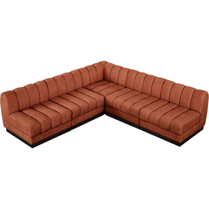 Quinn Cognac Chenille Fabric Modular Sectional