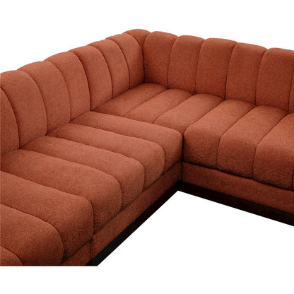 Quinn Cognac Chenille Fabric Modular Sectional