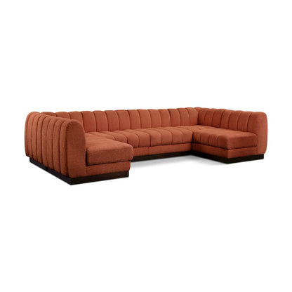 Quinn Cognac Chenille Fabric Modular Sectional