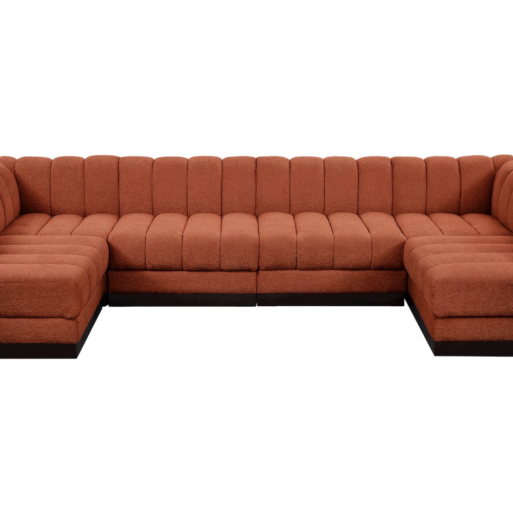 Quinn Cognac Chenille Fabric Modular Sectional