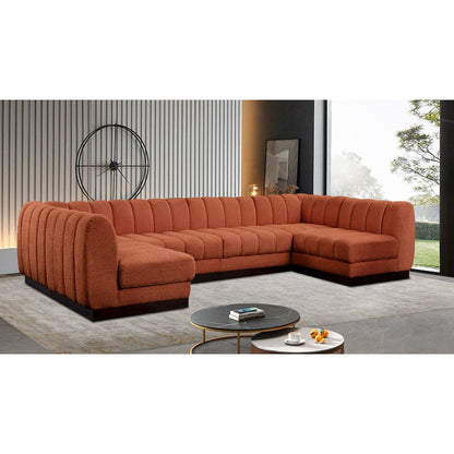 Quinn Cognac Chenille Fabric Modular Sectional