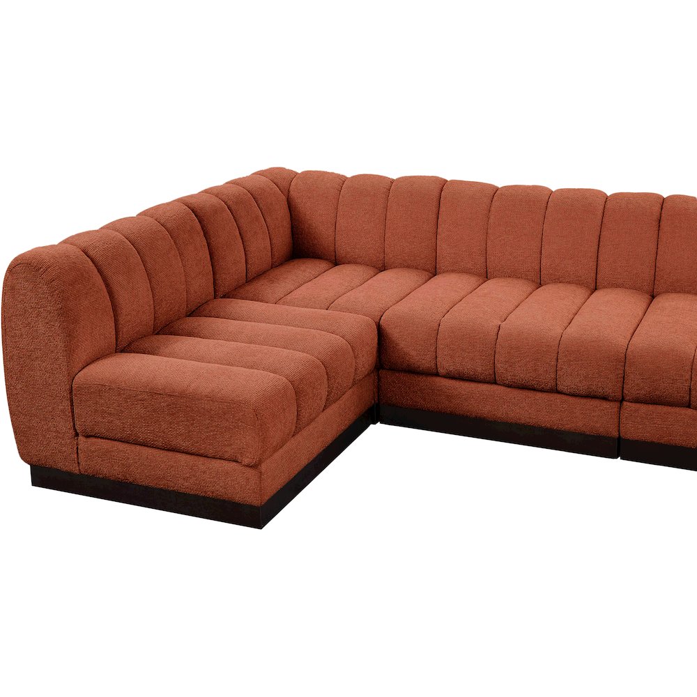Quinn Cognac Chenille Fabric Modular Sectional
