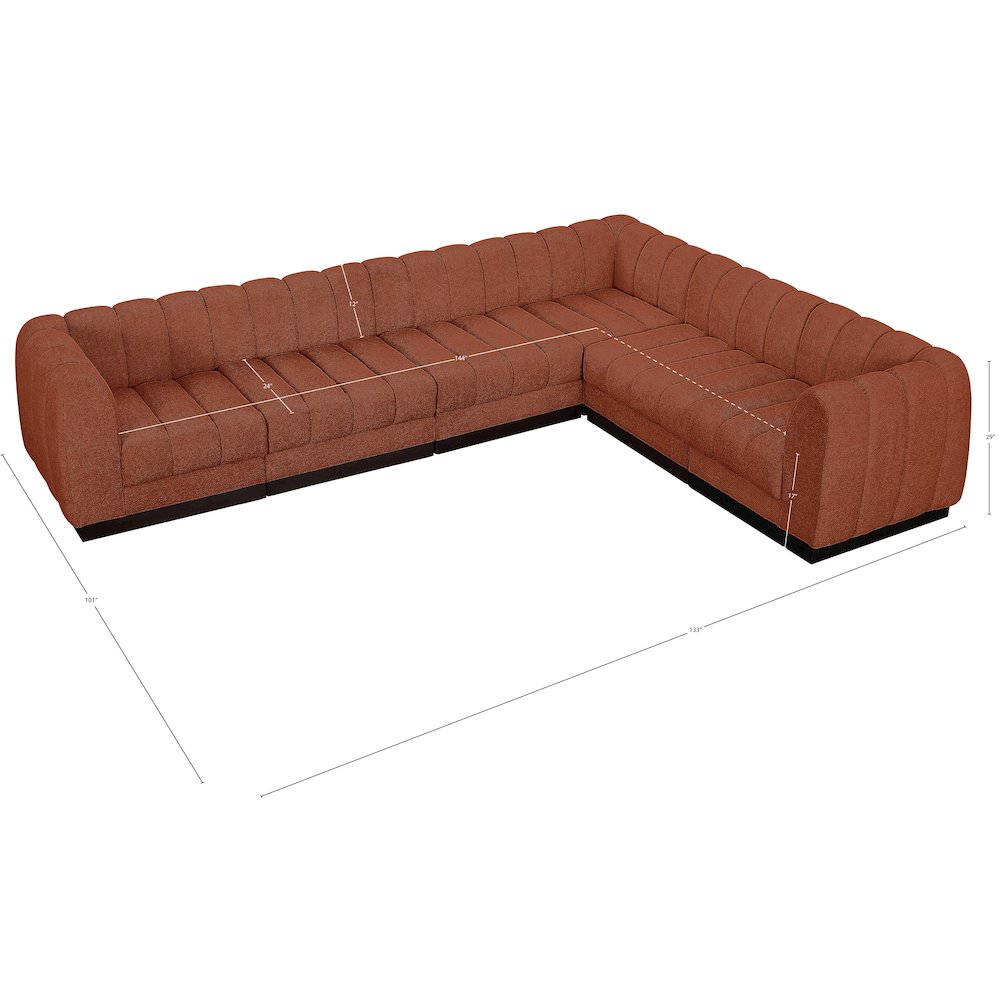 Quinn Cognac Chenille Fabric Modular Sectional
