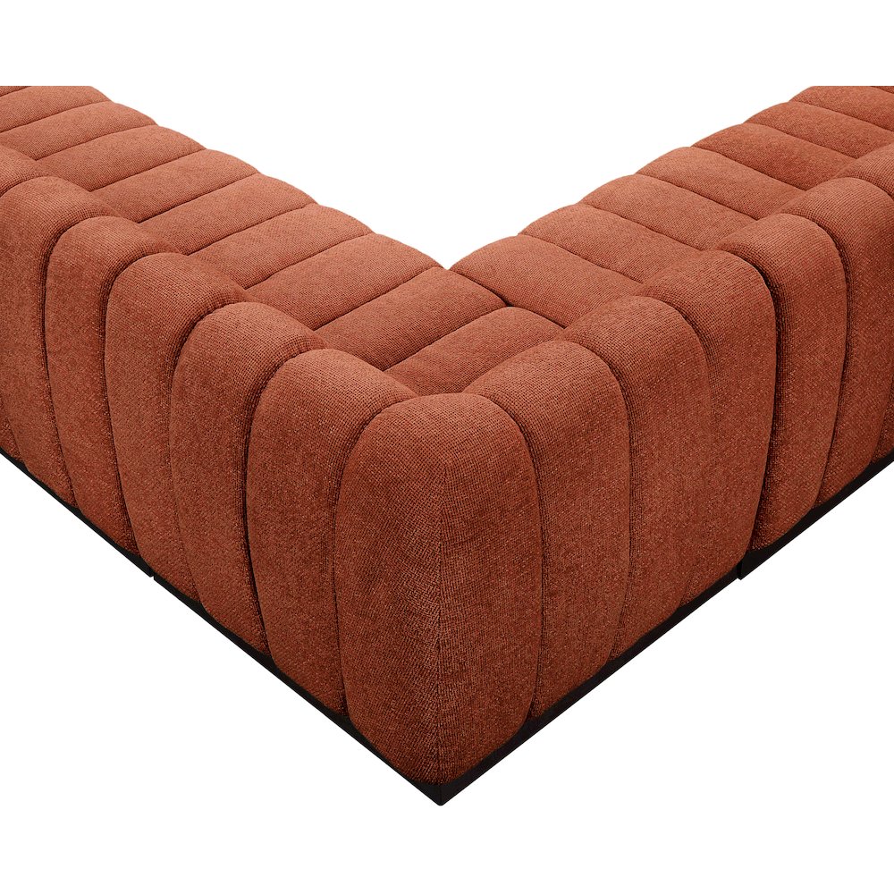 Quinn Cognac Chenille Fabric Modular Sectional