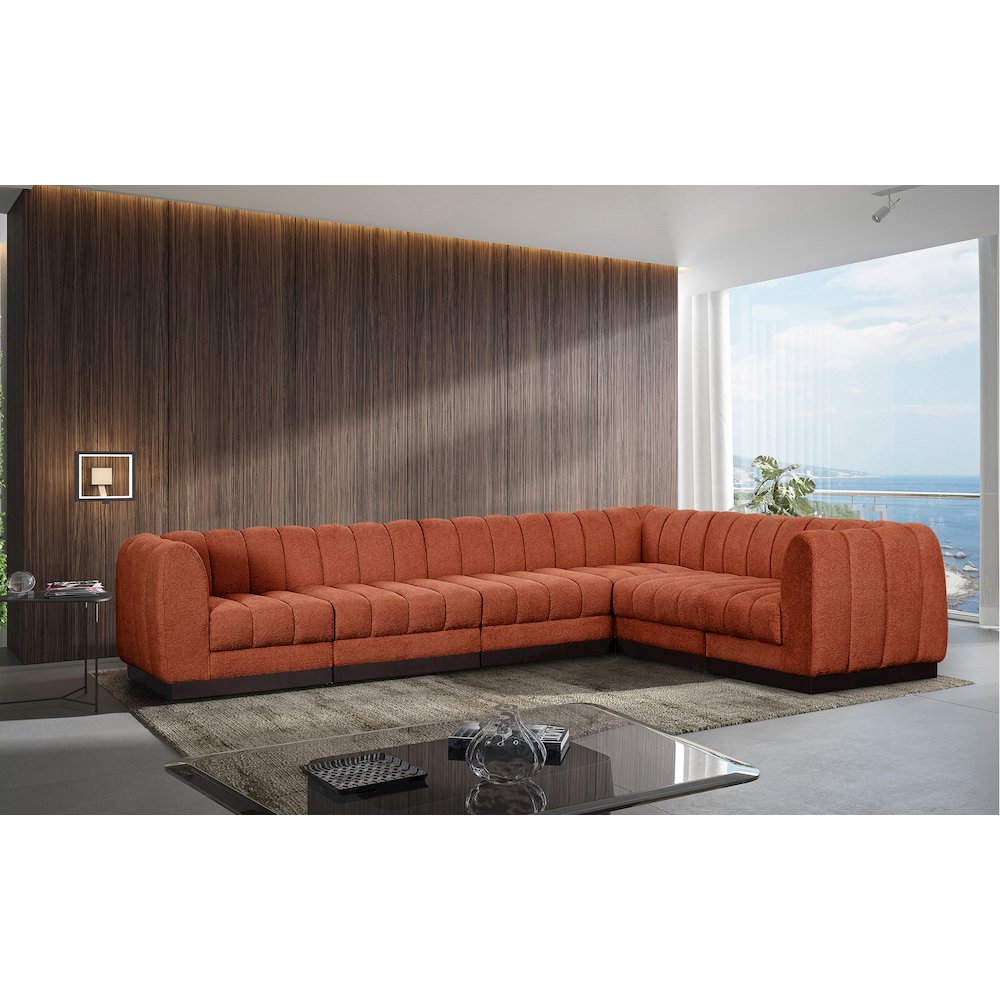 Quinn Cognac Chenille Fabric Modular Sectional