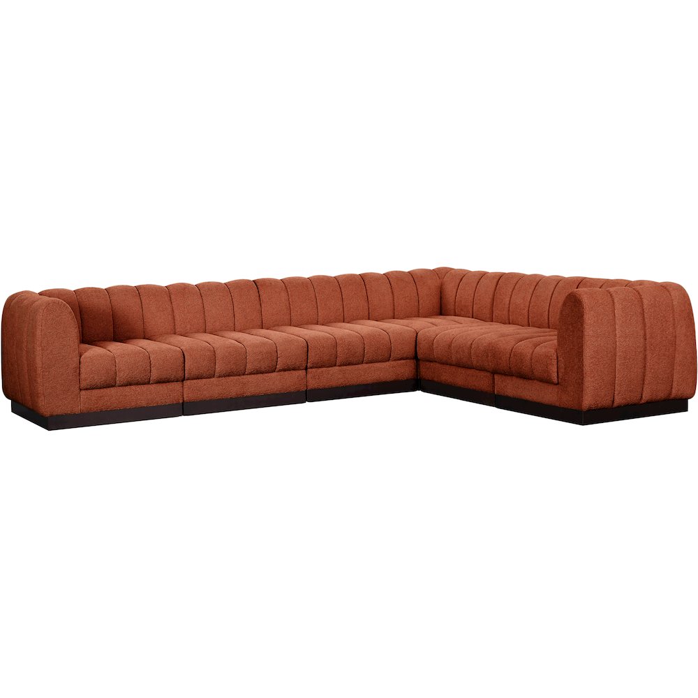 Quinn Cognac Chenille Fabric Modular Sectional