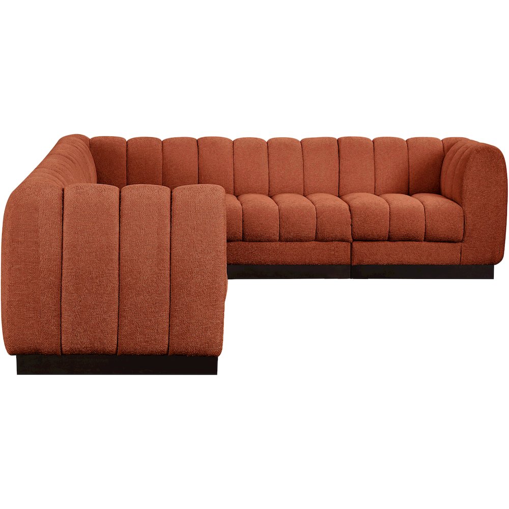 Quinn Cognac Chenille Fabric Modular Sectional