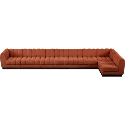Quinn Cognac Chenille Fabric Modular Sectional