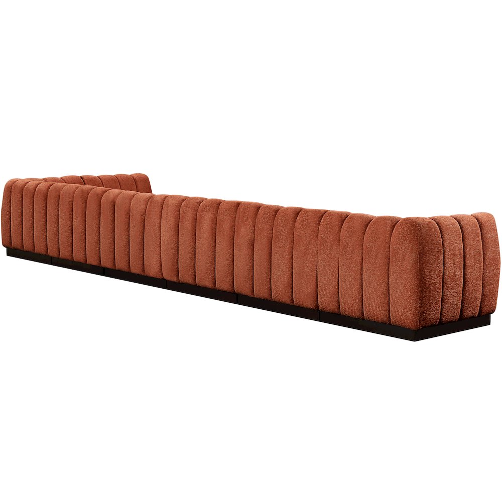 Quinn Cognac Chenille Fabric Modular Sectional