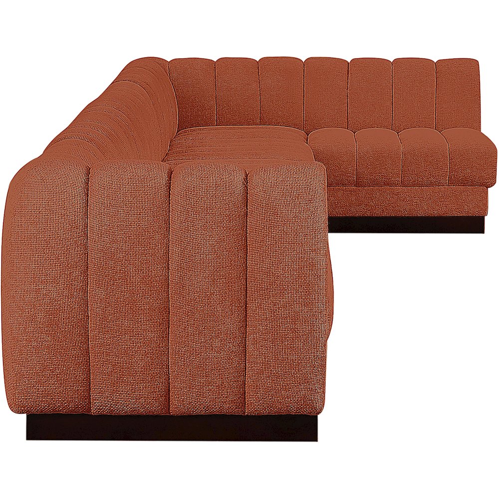 Quinn Cognac Chenille Fabric Modular Sectional