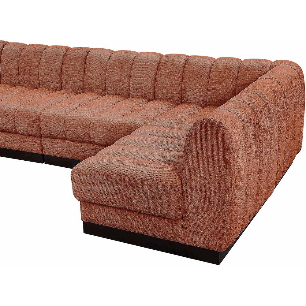 Quinn Cognac Chenille Fabric Modular Sectional