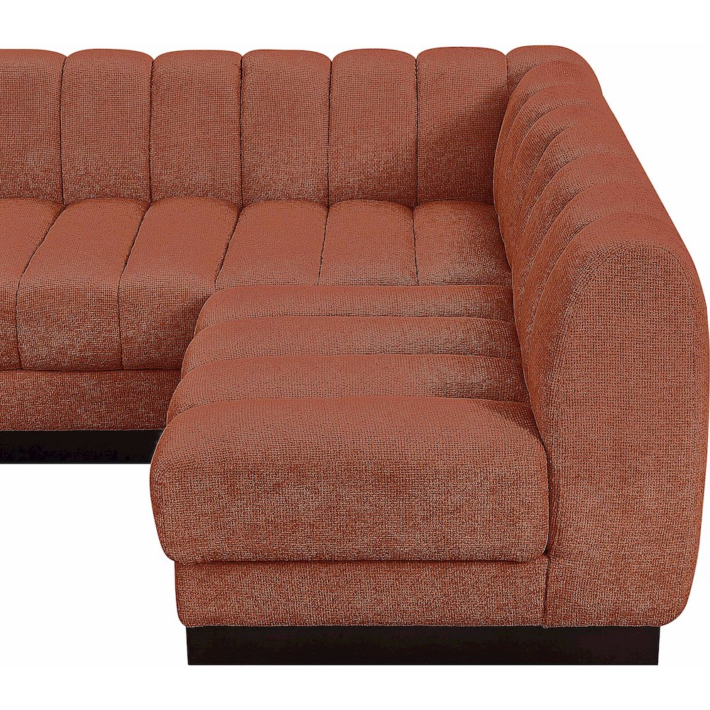 Quinn Cognac Chenille Fabric Modular Sectional