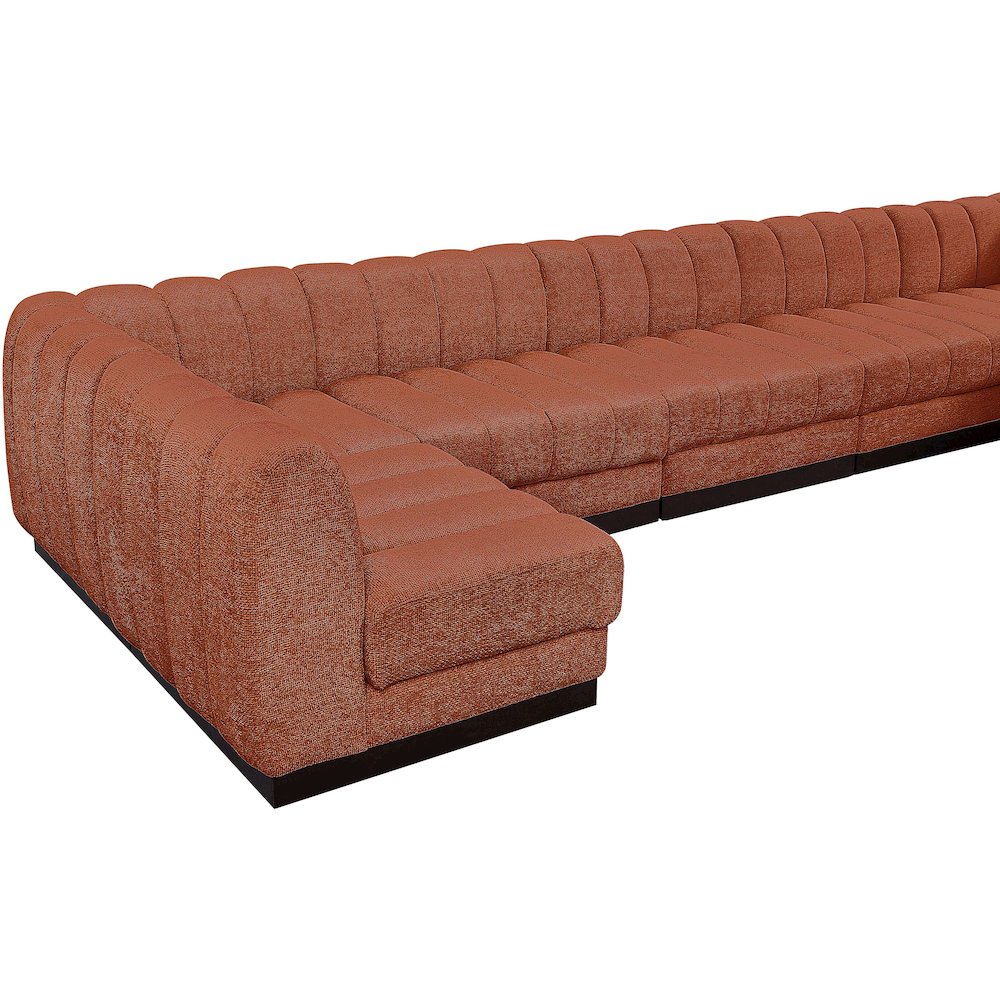 Quinn Cognac Chenille Fabric Modular Sectional