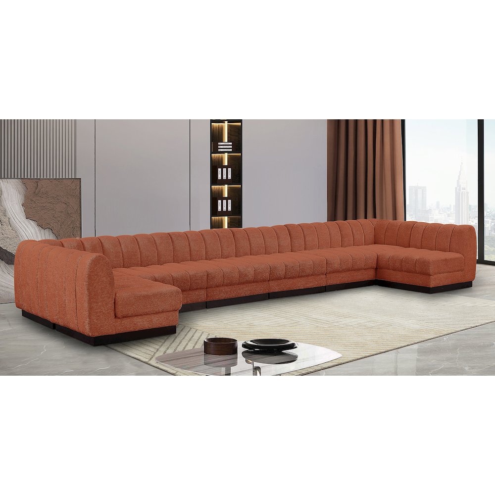 Quinn Cognac Chenille Fabric Modular Sectional