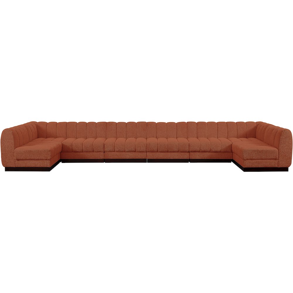Quinn Cognac Chenille Fabric Modular Sectional