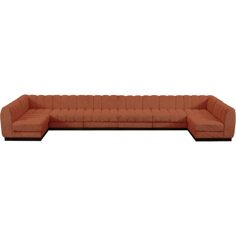 Quinn Cognac Chenille Fabric Modular Sectional