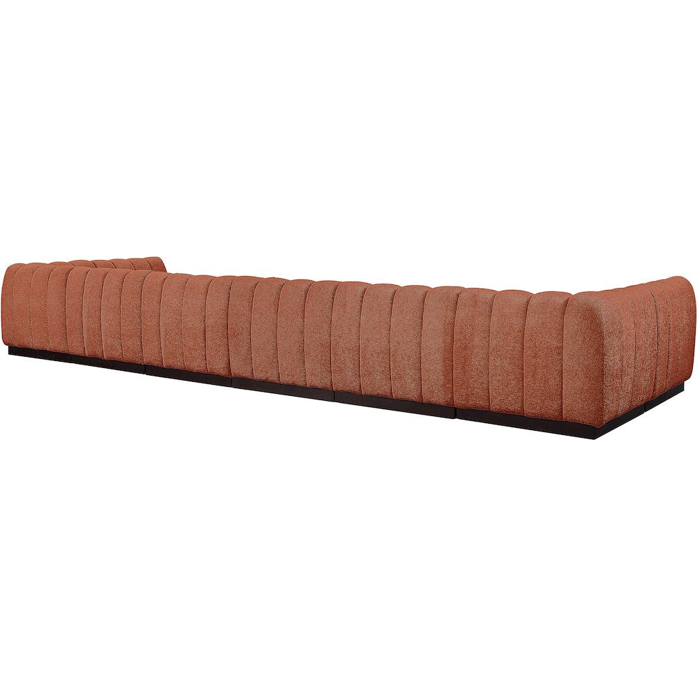 Quinn Cognac Chenille Fabric Modular Sectional