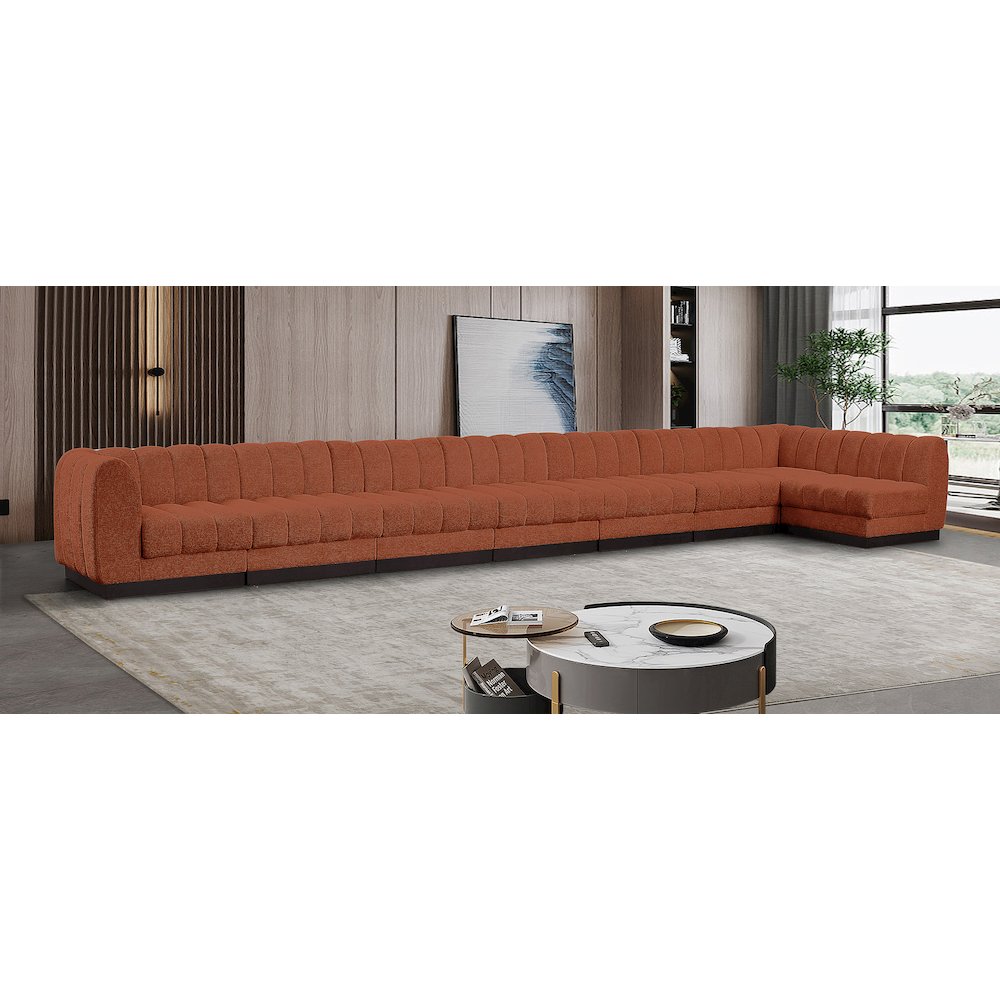 Quinn Cognac Chenille Fabric Modular Sectional